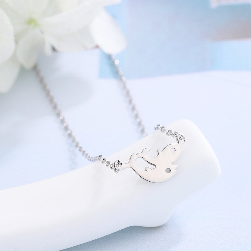 Direct selling s999 sterling silver ocean dolphin necklace female niche design jewelry 12 constellation necklace Pisces