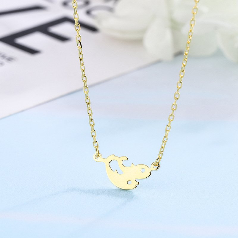 Direct selling s999 sterling silver ocean dolphin necklace female niche design jewelry 12 constellation necklace Pisces