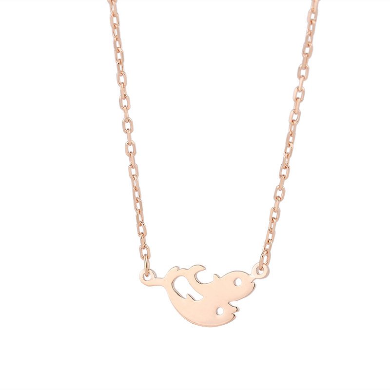 Direct selling s999 sterling silver ocean dolphin necklace female niche design jewelry 12 constellation necklace Pisces