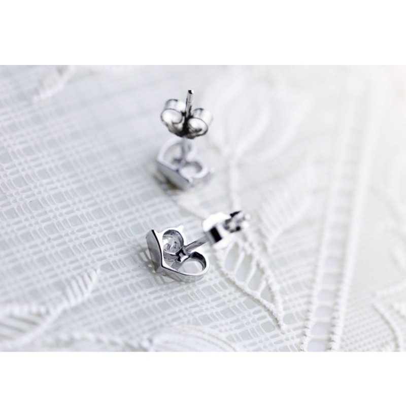 Heart Ruo Silver Needle Stud Earrings Fashion Love Diamond Earrings Silver Jewelry