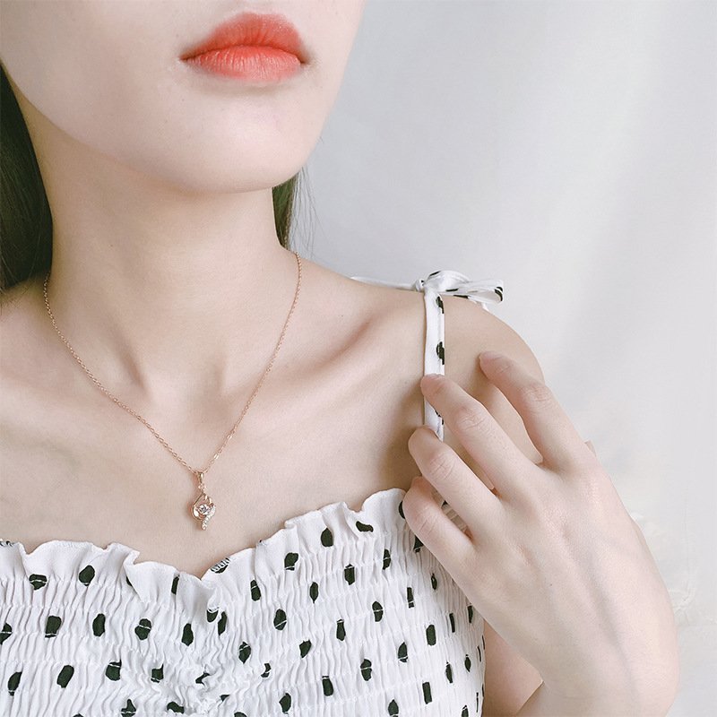 s999 Pure Silver Water Drop Smart Necklace Women Beating Heart Pendant Petite Mori Clavicle Chain Women