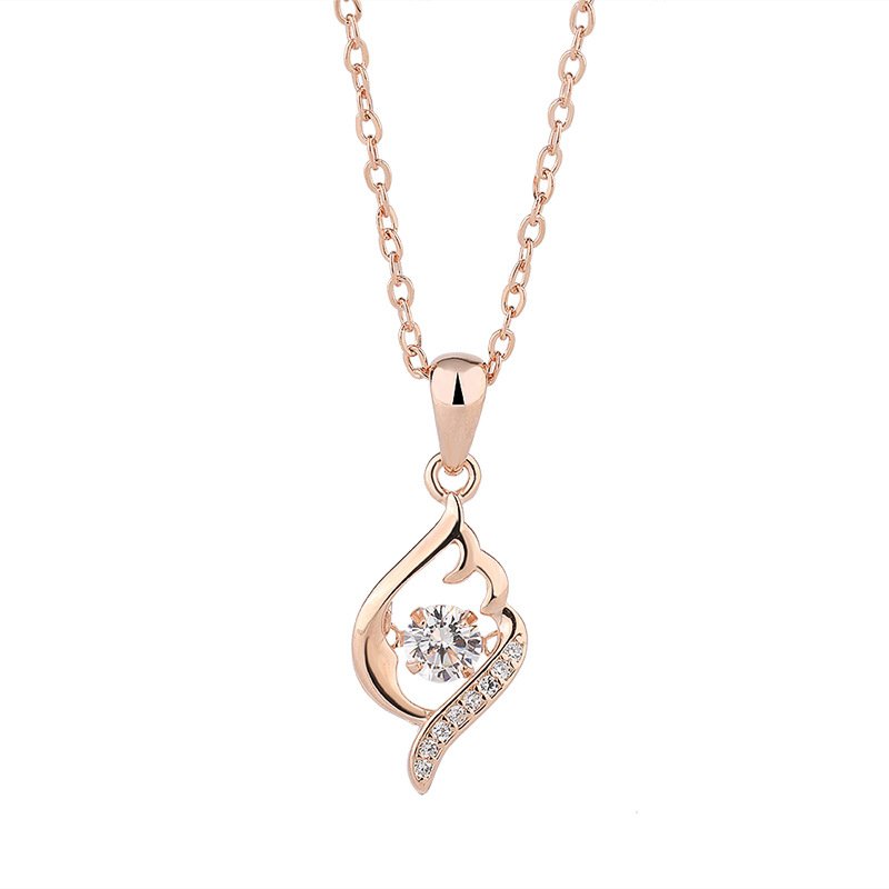 s999 Pure Silver Water Drop Smart Necklace Women Beating Heart Pendant Petite Mori Clavicle Chain Women