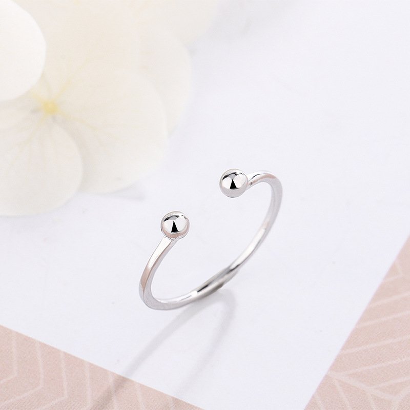 S999 sterling silver open ring female cold and trendy simple retro adjustable ring direct sale