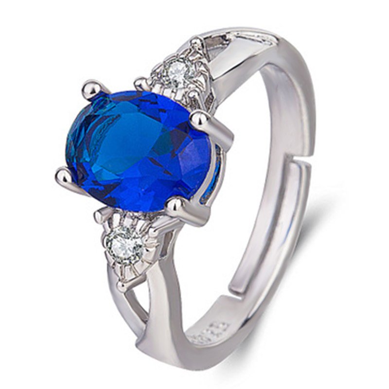 Tanzanite Sapphire Ring Platinum Color Gemstone Open Female Ring Temperament Light Luxury Crystal Ring Hand Jewelry