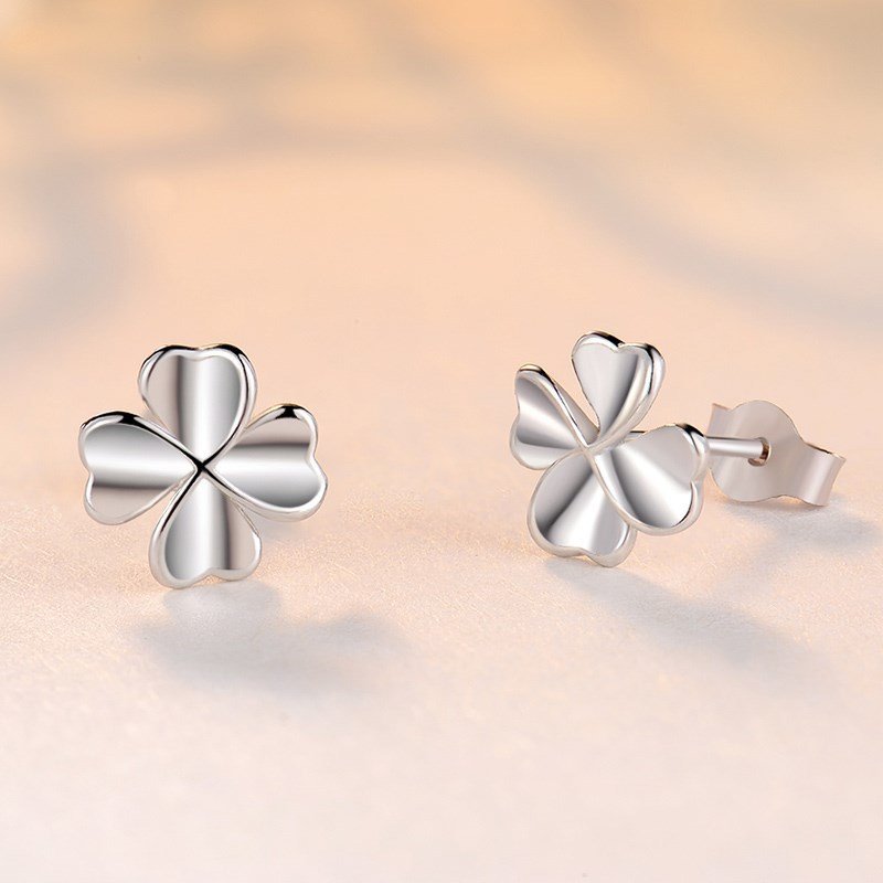 Silver earrings women temperament four-leaf clover earrings fashion silver earrings women ear jewelry