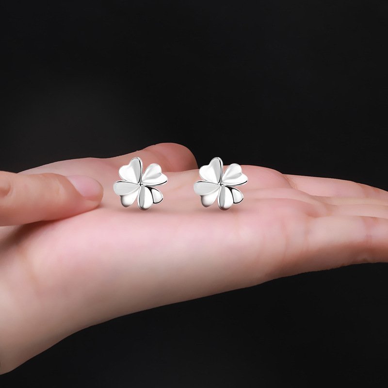 Silver earrings women temperament four-leaf clover earrings fashion silver earrings women ear jewelry