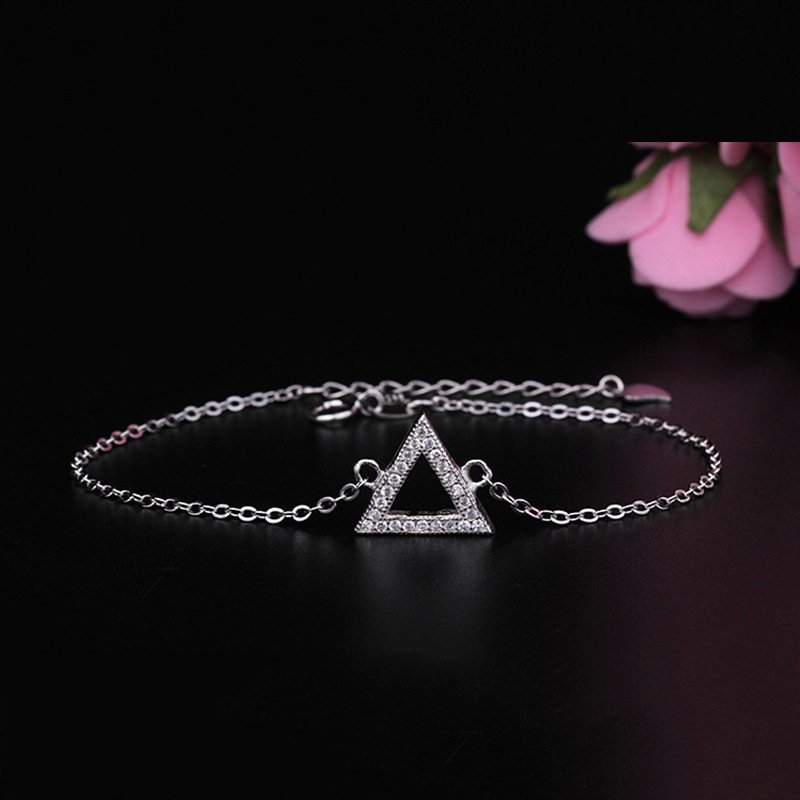 Silver Triangle Diamond Bracelet Fine Women Fashion Bracelet Geometric Jewelry Supply