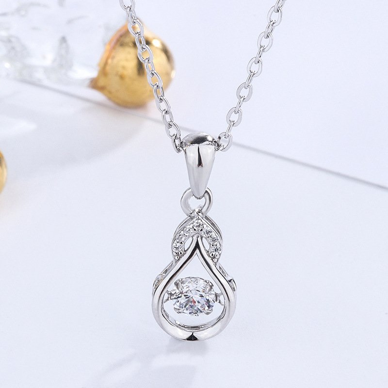 s999 sterling silver diamond water drop smart necklace female simple and versatile smart pendant clavicle chain Christmas gift