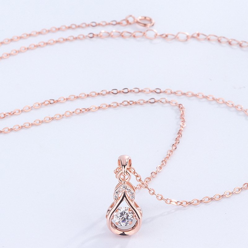 s999 sterling silver diamond water drop smart necklace female simple and versatile smart pendant clavicle chain Christmas gift