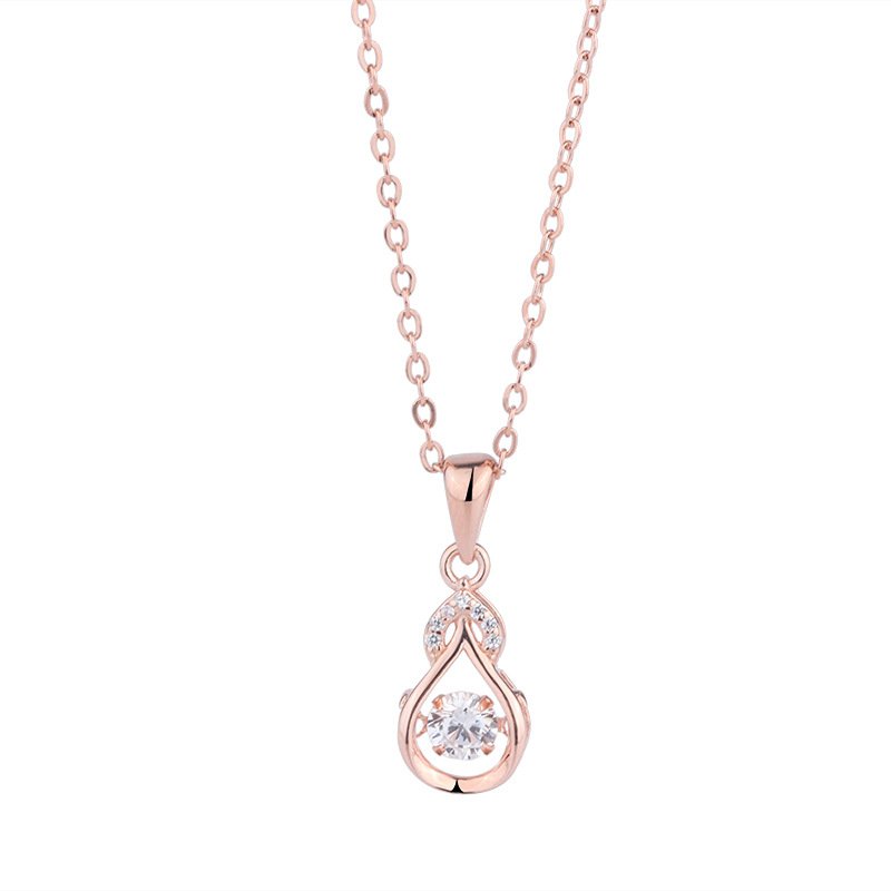 s999 sterling silver diamond water drop smart necklace female simple and versatile smart pendant clavicle chain Christmas gift