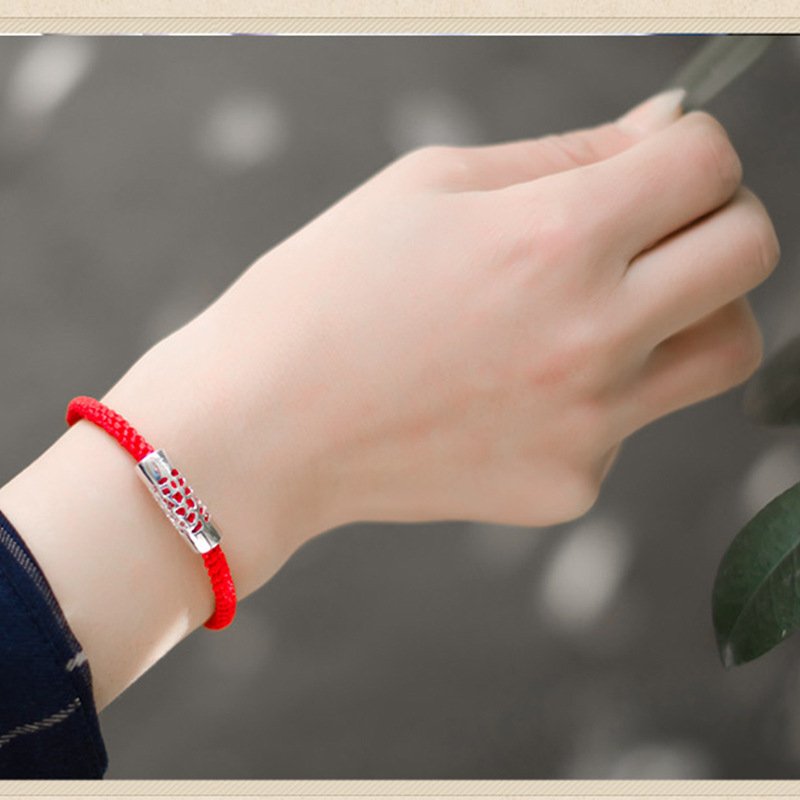 Passepartout red rope bracelet for men and women 925 silver couple hand-woven hand rope red rope