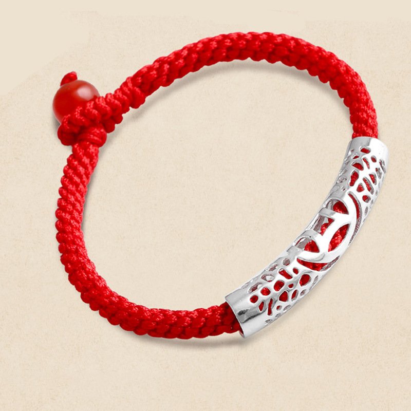 Passepartout red rope bracelet for men and women 925 silver couple hand-woven hand rope red rope